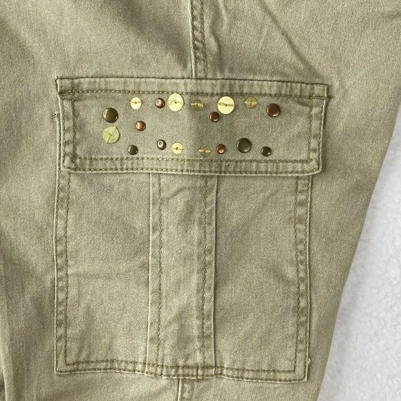 One 5 One 151 Jeans Womens Khaki Pants Studded Side‎ Flap Pockets 32x29 Skinny - Picture 3 of 12